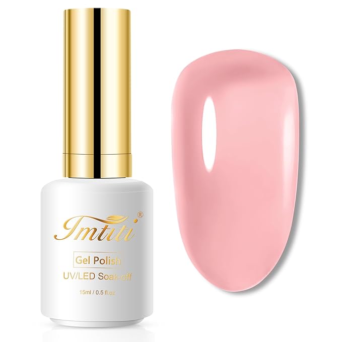 Imtiti Jelly Gel Polish, 15ML Sheer Nude Pink Jelly Gel Nail Polish Translucent Spring Summer Nail Gel Polish LED UV Gel Nail Polish for Nail Art DIY Manicure