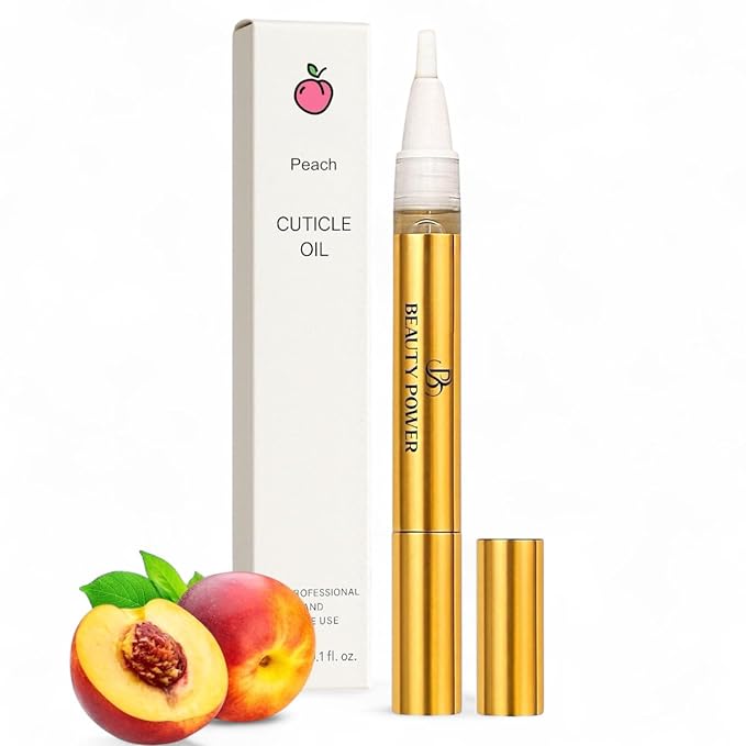 Nail Oil Cuticle Pen - Peach - Nail Strengthener & Growth Serum with Vitamin A, D, E, B5, Grapeseed & Natural Oils - Repair for Brittle, Peeling, Thin Nails - Valentine's Gift Idea
