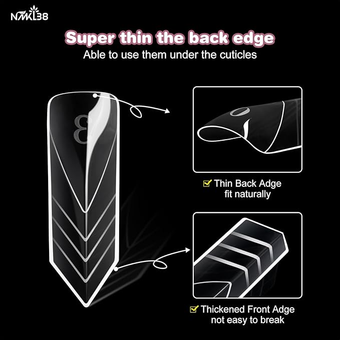 NMKL38 150PCS Dual Nail Forms 15 Sizes Extension Poly Nail Gel Full Cover
