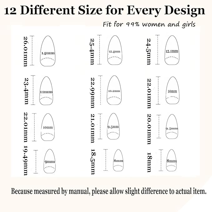 Pre-Designed Almond Press on Nails Kit for Finger by Asenei, 168 Pieces, 7 Designs, with 2 Bottles Nail Glue and Nail tools, All in 1 Press on False Nails (almond finger nail kit)