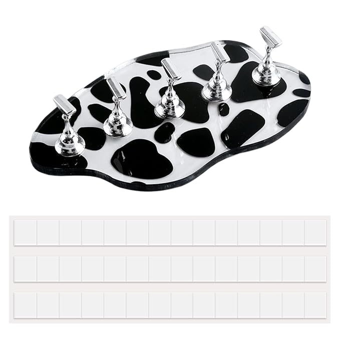 1Set Acrylic Nail Stand with 42pcs Reusable Putty Metal Nail Holder for Painting Nail Display Stand Nail Hand Practice Nail Tip Stand Magnetic Nail Art Tools DIY for Homes and Salons