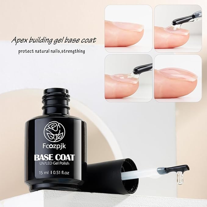 Gel Top Coat, 2Pcs 15ml No Wipe Top Coat and Base Set Glossy Finish Shiny Top Nail Polish Soak Off Clear Base Gel Manicure Art Supplies