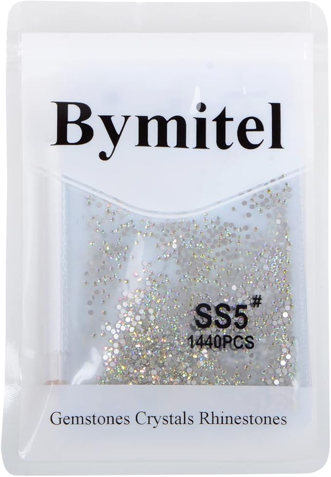 2880PCS Art Nail Rhinestones Non Hotfix Glue Fix Round Crystals Glass Flatback for DIY Jewelry Making with one Picking Pen (ss5 2880PCS, Crystal AB)