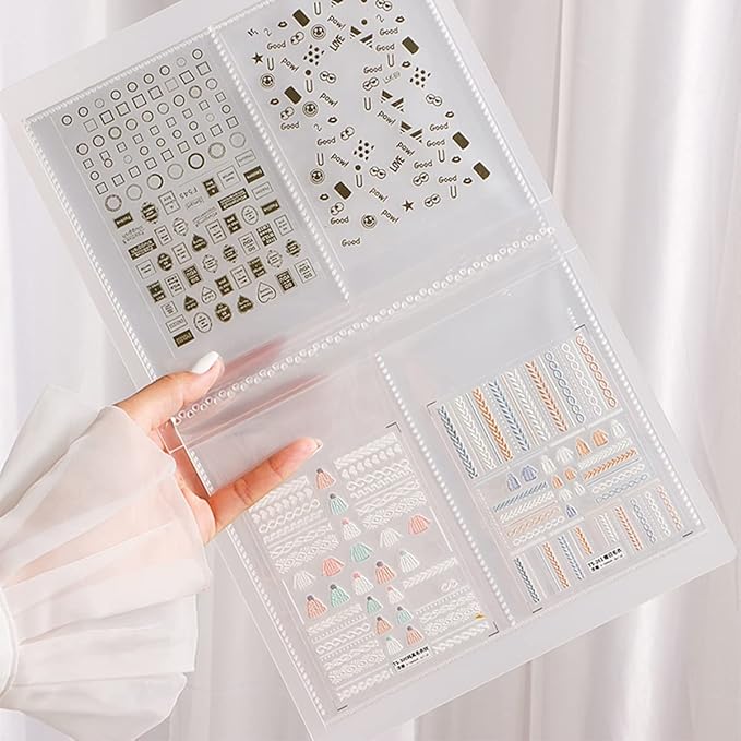 80 Slot Nail Art Sticker Storage Book - Nail Decals Organizer & Display - DIY Nail Art Design Tools