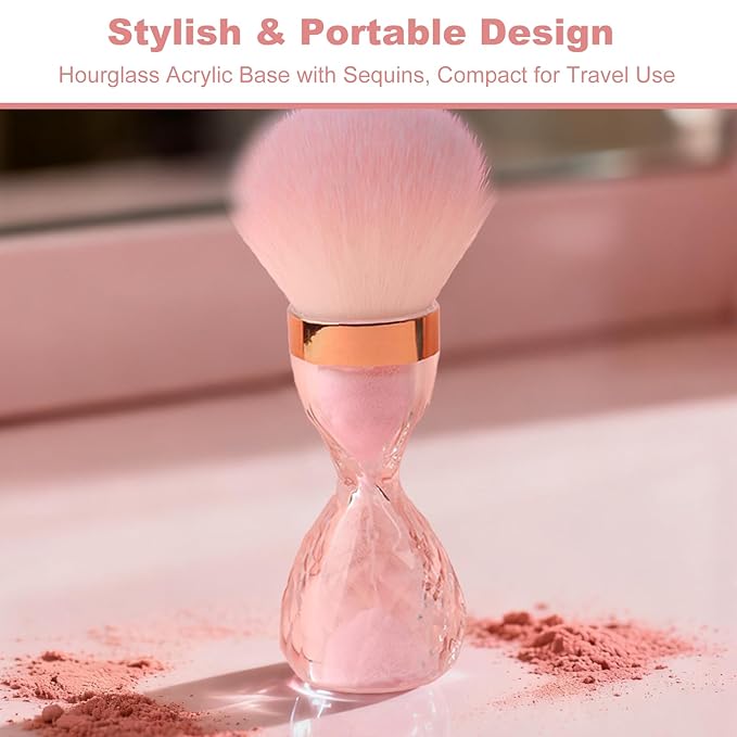 Dust Brush for Nails Fluffy Nail Duster Brushes for Cleaning and Dusting Powder Pink Nail Art Brush for Manicure Lean Up Tools to Brush Off Dust Under Clawd Home or Salon Use
