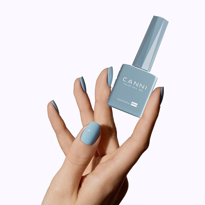 CANNI Light Blue Gel Nail Polish, 1Pcs Pastel Baby Blue Gel Polish Color High Gloss Soak Off U V Manicure Salon DIY