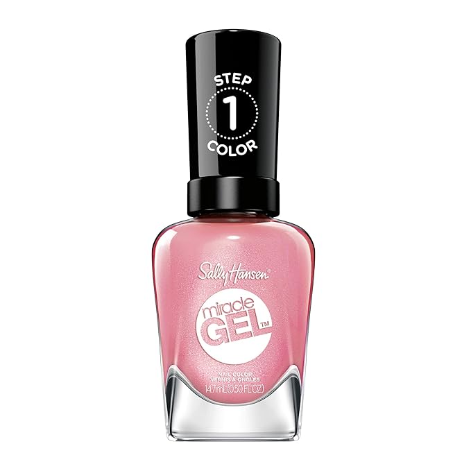 Sally Hansen Miracle Gel Salon Quality Nail Polish | Gel-Like Formula, Two-Step System, No UV Light Needed, Long Lasting | Opaque, Glossy | 250 Shell Yeah | Light Pink Nail Color