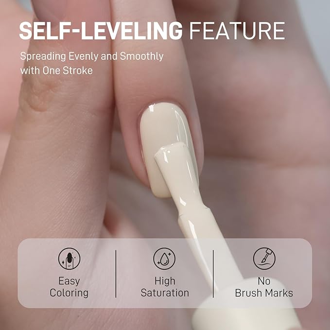GAOY White Pink Black Gel Nail Polish of 6 Colors 16ml Self-Leveling Brown Beige Colors UV Light Cure Gel Polish Kit for Salon Manicure and Nail Art DIY at Home, Timeless Palette