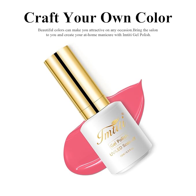 Imtiti Coral Pink Gel Polish, 0.5 Fl Oz Soak Off LED UV Nail Gel Kit for DIY Nail Art Manicure Salon
