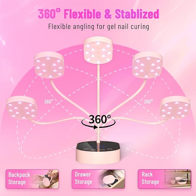 Flash Cure lamp, 36W Mini Cordless Gel x Nail Lamp Flash Cure, Auto Sensor Gooseneck Portable USB Gel Nail Dryer U V Light with 3 Timers and LCD Display for Home DIY