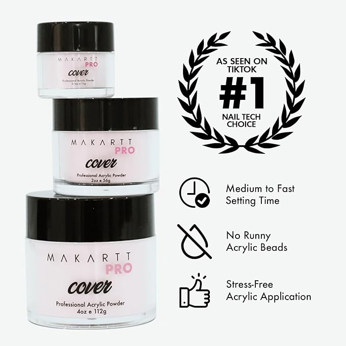 MakarttPro Acrylic Powder - 112g/4oz Nail Cover for Extension, Perfect for Professional Private Nail Technicians - Color: Creamy Almond