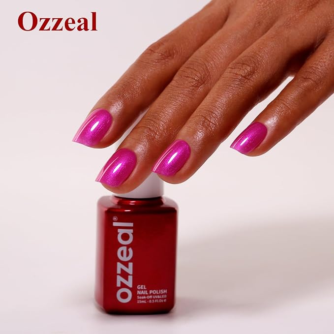 Pearl Gel Nail Polish - Hot Pink Glitter Pearl Gel Nail Polish Sparkle Shimmer DIY Manicure 15ML