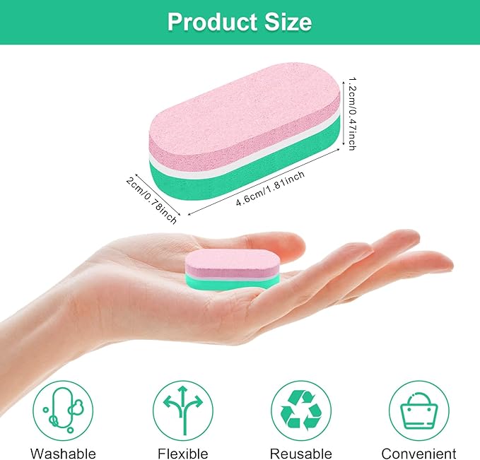 Diesisa Mini Nail Files Block, 100/180 Grit Sponge Nail Buffers for Acrylic Nails, Mini Buffing Block Double Sided for Manicure Tools 40 Count - Green/Pink