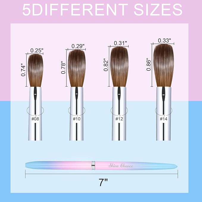 2Pcs Acrylic Nail Brushes Set, 100% Pure Kolinsky Size 10 Nail Art Brush & Small Clean Up Brush, Art Design & Polish Mistake Cleaning Manicure Tools for Women Acrylic Application