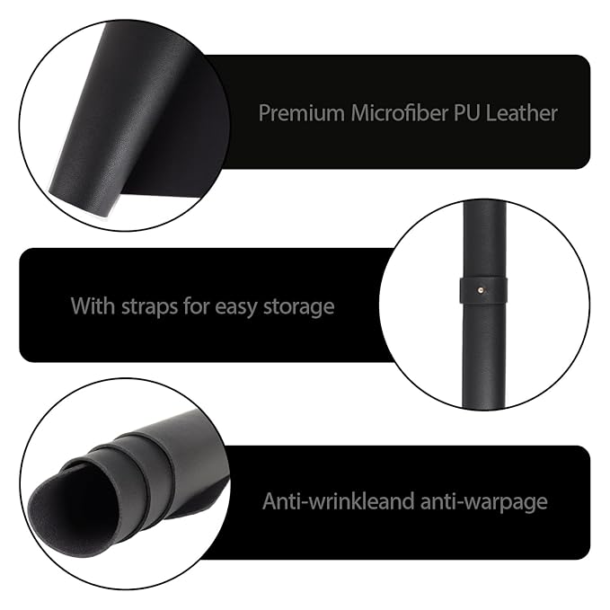 Nail Art Table Mat, (Mat Only) Foldable Hand Rest Manicure Pad, Soft Microfiber PU Leather Arm Rest Pad for Acrylic Nails, Nail Polish Mat for Nail Tech Salon Home, Black
