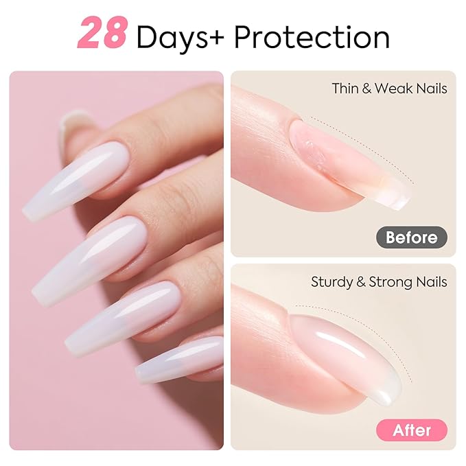 CANNI Rubber Base Gel Set - 6 Colors Milky White Clear Pink Nude Builder Nail Gel for Nail Strengthening, Soak Off UV LED for Natural Nails, DIY Manicure Salon Use Women & Girls