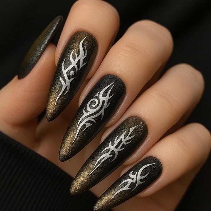 PH PandaHall 3pcs Tribal Style Nail Stamping Plates Swirl Pattern Nail Art Stencil Gothic Manicure Art Templates Flame Butterfly Nails Stamper Plate for Women DIY Manicures Salon Design Printing