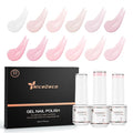 Nicedeco Builder Nail Gel Polish 12pcs, Hema Free, Cruelty Free, Vegan, Base Colors Nude Pink Hard Strengthener Rubber Gel Extension Kit 1