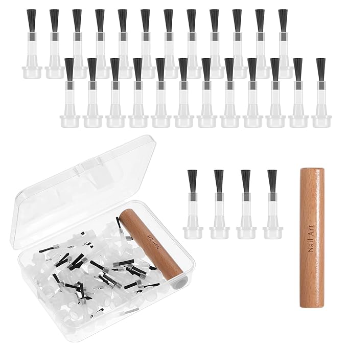 50 Pcs Nail Polish Brush, Disposable Gel Nail Polish Brushes with Handle, Manicure Brushes Replacement Soft Bristles for French Nails Manicure Tool Kit