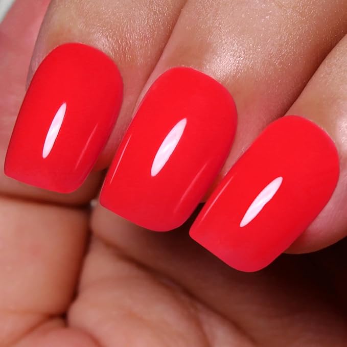 Neon Gel Polish, 0.5 Fl Oz Neon Red Gel Nail Polish Spring Summer Soak off LED UV Gel Nail Polish Art Starter Manicure Salon DIY Nail Gel Polish