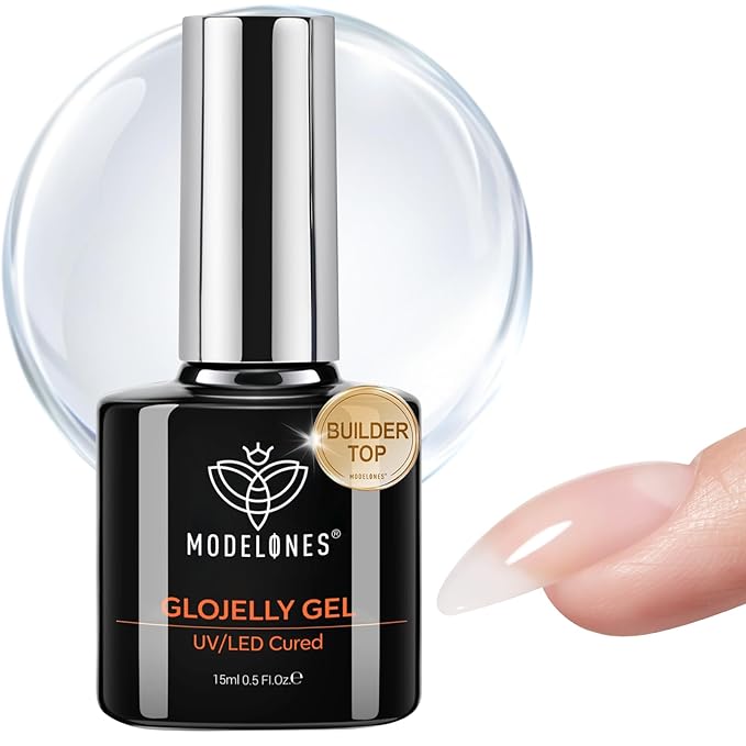 modelones Builder Nail Gel Top Coat 15 ML No Wipe for Cat Eye and Chrome Powder Ultra Gloss Clear Gel Polish Apex Building Nails Strengthener Extension Long Last Soak Off U V Manicure Gift for Women