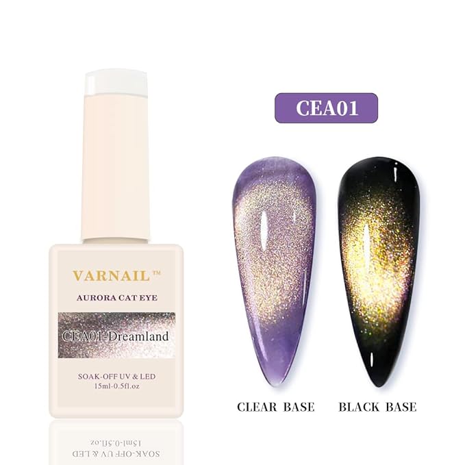 VARNAIL Aurora Cat Eye Gel Polish Set 6 Colors, 15ML Glitter 9D Cat Eye Gel Polish with Magnet, Salon Quality Magnetic Gel Nail Polish Kit (Aurora 01)