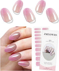 JMEOWIO Gel Nail Stickers Purple Pink Semi Cured Gel Nail Strips Wraps UV/LED Nails Art Design Decoration Accessories