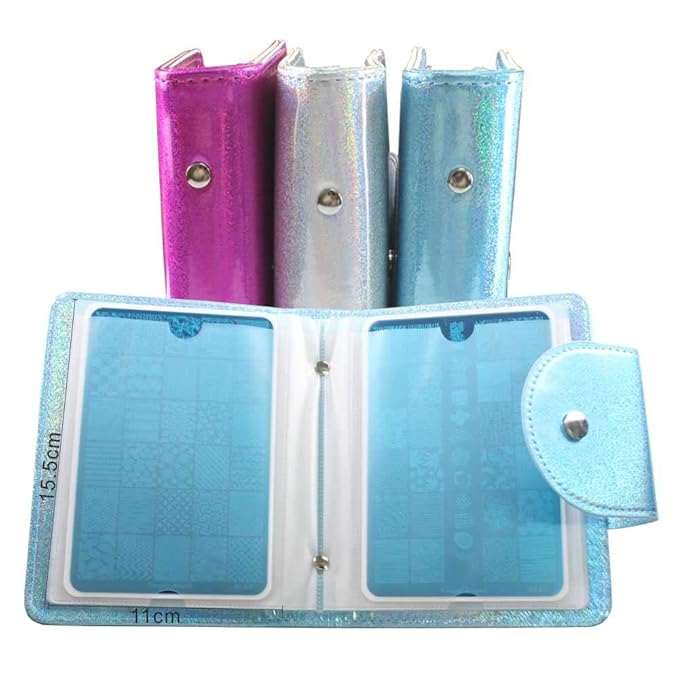 Yigo 20 Slots Image Stamper Plate Collection Laser Color Nail Art Stamp Plate Stamping Plates Cases Stamp Nail Template Organzier for 9.5X14.5CM Size Nail Art Plates (A-Light Green)