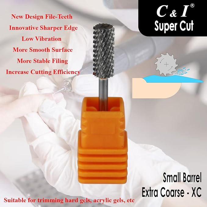 Super Cut Upgrade Edition, Small Barrel Nail Drill Bit for Electric Manicure Drill Machine, Remove The Nail Gels, Acrylic Gels, or Dip Powder (Extra Coarse -XC)