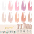 Jelly Pink Gel Nail Polish Set of 10 Colors Including Pink Purple Milky White Nude Gel Polish Kit UV LED Soak Off Nail Polish Home DIY Manicure Nail Salon Varnish