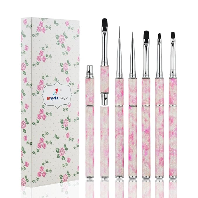 Nail Art Brushes Set Nail Art Design Pen Painting Tools with Nail Extension Gel Brush,Nail Polish Brush, Builder Nail Gel Brush, Nail Art Liner Brush for Salon Gift for Girls Women (Flower)