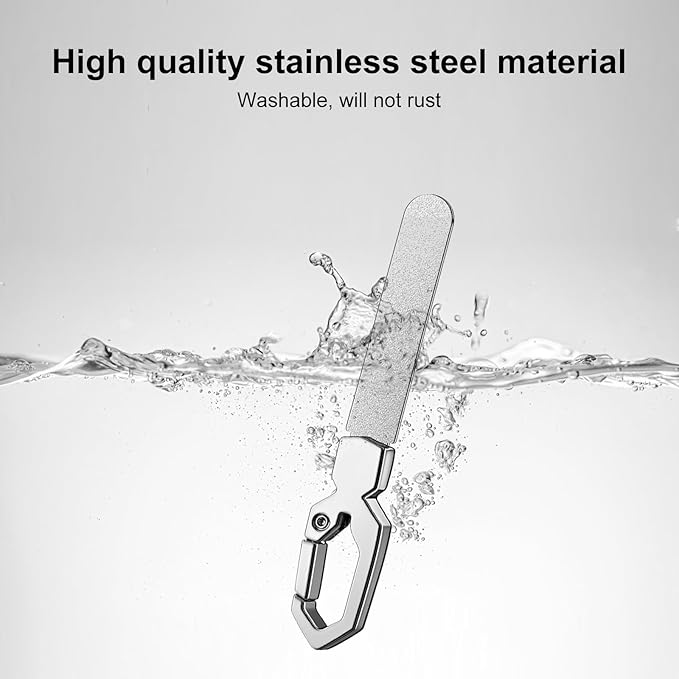 Keychain Metal Nail File for Natural Nails, Stainless Steel Fingernail & Toenail Shaping Tool for Men & Women, Keychain Design Durable & Portable for Home & Travel (Silver)
