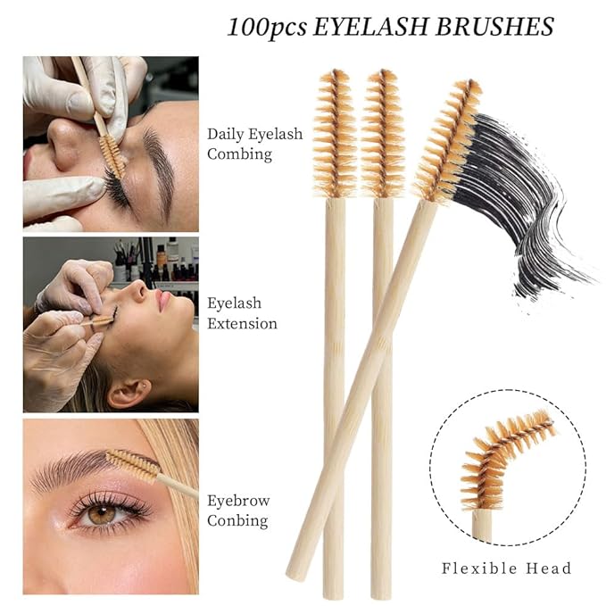 300 Pack Disposable Spoolies Brushes Sets Mascara Wand Lip Brushes Cotton Swab for Eyebrow Eyelash Extension Tattoo Lipstick Applicator