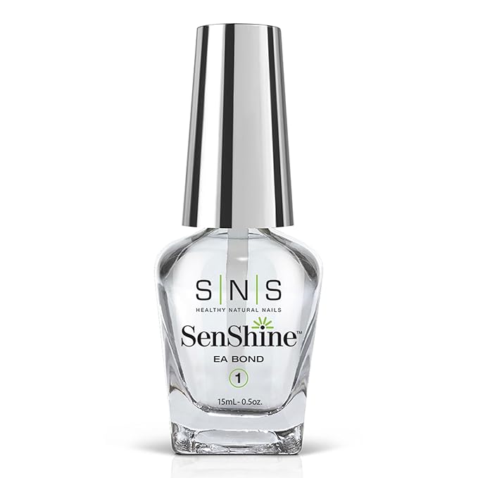 SNS Base Coat Nail Polish for Nail Dip Powder, SenShine EA Bond - Improves Adhesion of Dip Powder Manicure for Oilier Nails - Gel Nail Polish That Supports Nail Health - No UV Lamp Required - 0.5 OZ