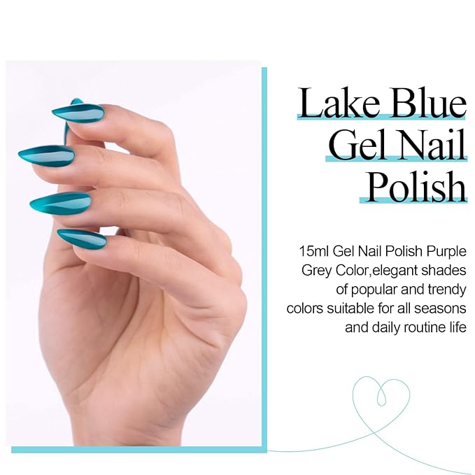 Imtiti Aegean Blue Gel Nail Polish, 0.5 fl oz Translucent Blue Green gel polish Color Soak Off UV Lamp Nail Art Manicure Salon DIY Nail Design Christmas Halloween Decoration