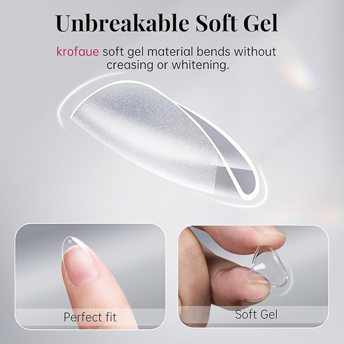 krofaue Almond Nail Tips 240pcs - Half Matte Short Press On Nails, 12 Sizes Pre-Shaped Extra Short Clear Tips for Full Cover Nail Extensions DIY