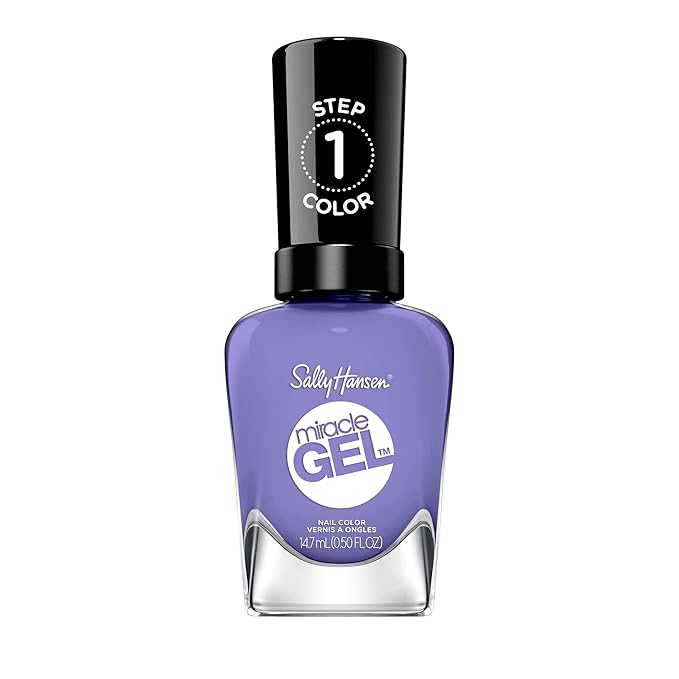 Sally Hansen Miracle Gel Salon Quality Nail Polish | Gel-Like Formula, Two-Step System, No UV Light Needed, Long Lasting | Opaque, Glossy | 607 Knowledge is Flower | Lavender Nail Color