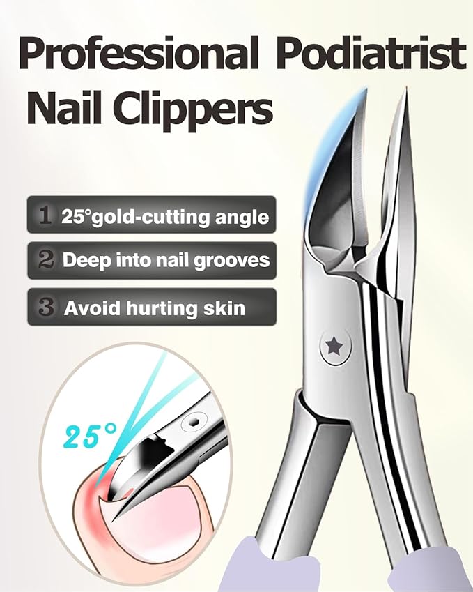 Toenail Clippers for Ingrown & Thick & Hard Nails - Ingrown Toenail Clippers for Men Women Seniors - Fingernail Toe Nail Clippers with Sharp Blades/Effort-Saving Spring/Long Non-Slip Handle Design