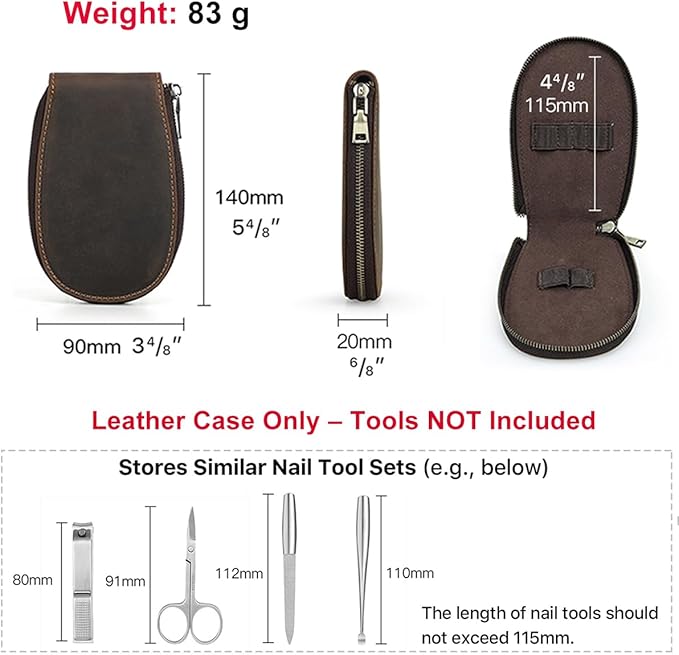 CONTACTS Full Grain Leather Empty Manicure Set Case Travel Nail Clipper Pouch for Men Personal Care Tools Pouch By Handmade (Case Only)