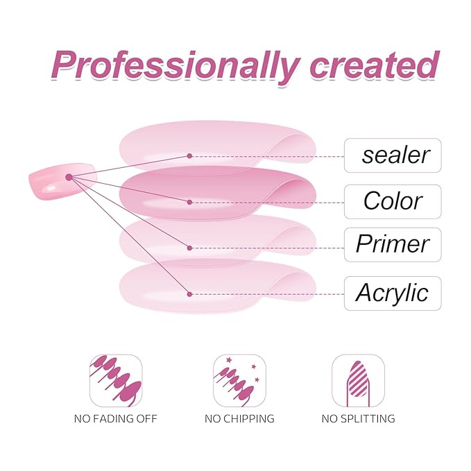 RTKHFZE Nails Press Ons French Press on Nails Long Square Fake Nails with Charms 3D Butterfly and Rhinestones Designs Acrylic Nail French Pink White Gradient Full Cover False Nails for Women 24Pcs