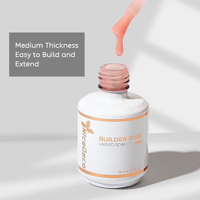 Nicedeco Hema Free Builder Nail Gel Polish 15ML Cruelty Free Vegan 8 in 1 Builder Base Gel Strengthener Hard Gel Extension Nail Gel -006