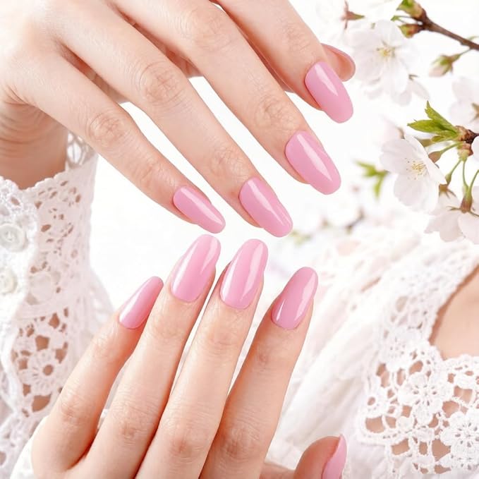 DANNI & TONI Semi Cured Gel Nail Strips Pink (Blush Ethereal) Glossy Gel Nail Wraps 28 Stickers