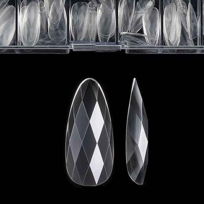 3D Diamond Shaped Polygel Nail, Extension Clear Full Cover False Nail Tips, Hybrid Gel Acrylic Nail, Diamond Fake Nails, 14 Sizes Building Artificial Press on Nail (style 3, 120pcs)