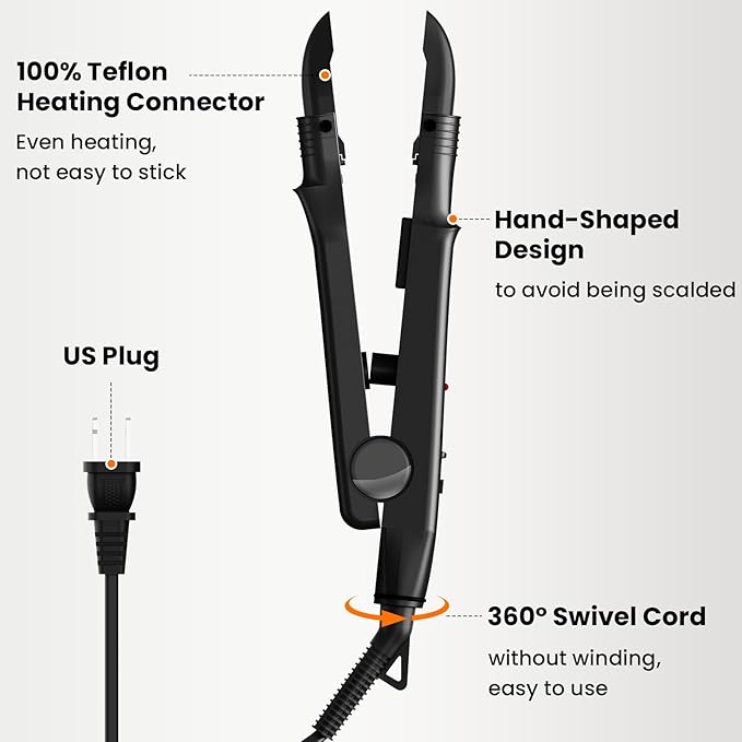 TopWigy Professional Hair Extension Tools, Ktip Extensions Tools Kit Hair Connector Fusion Heat Iron Connector Wand Temperature Adjustable Melting Tool