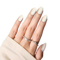 White Press On Nails Almond, Medium Beige Fake Nails with Nail Glue, Natural Soft Gel Nail Kit, Natural Reusable Glue On Nails in 15 Sizes 30 Fake Nails Kit
