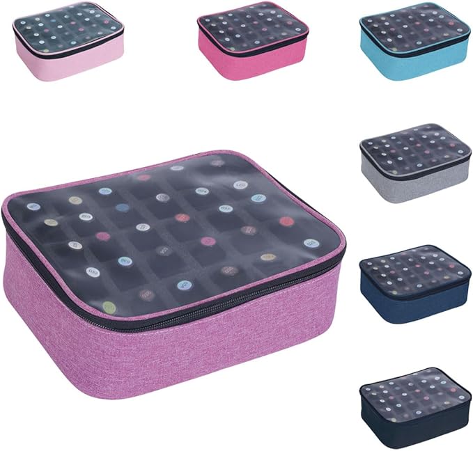 Small Clear Nail Polish Organizer Holds 30 bottles(15ml-0.5fl.oz) Nail Polish Case Multifunctional Nail Polish Bag organizer, Cosmetic Travel Makeup Cases for Women Purple