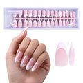 256pcs Pink Alomnd Press on Nails for Women, OPkssnails Medium French Tip Press on Nails, Pre-lasting French Soft Gel Nail Tips, No Need to File Acrylic Fake Nails Extension for Nail Art DIY 16 Sizes