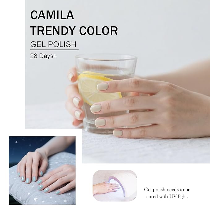 CAMILA ¿ 6pcs 15ml Gel Polish Set Red Pink Nude Green Yellow Gel Nail Polish Kit Soak Off Gel Polish Manicure Salon For Women M Set