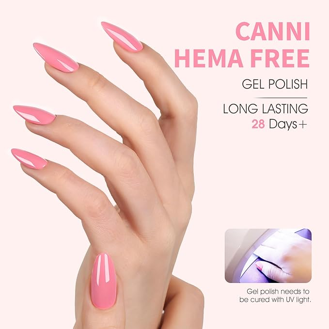 CANNI Baby Pink Gel Nail Polish, 1Pcs Light Pink Gel Polish Soft Pale Nude Pink Color Pastel High Gloss Soak Off U V Nail Manicure Salon DIY