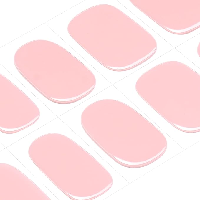 DANNI & TONI Semi Cured Gel Nail Strips Pale Pastel Pink Gel Nail Wraps 28 Stickers | Dreamy Blush